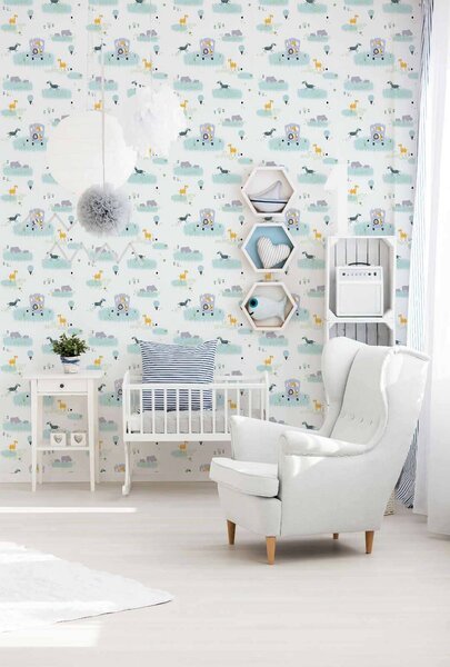 A.S. Création | Vliesová tapeta na zeď Little Love 38114-1 | 0,53 x 10,05 m | zelená, modrá, bílá