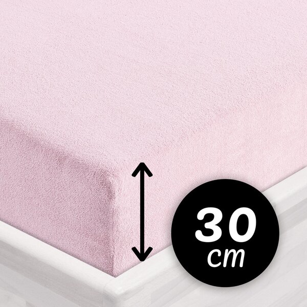 Froté napínací prostěradlo na vysokou matraci FR-032 Pudrově růžová 80 x 200 - výška 30 cm