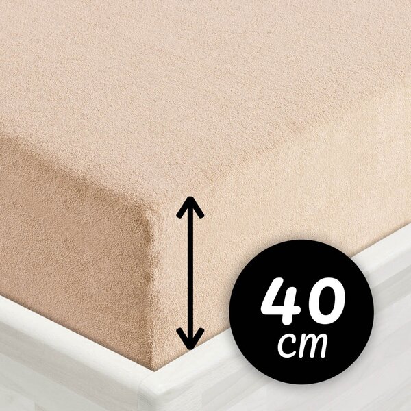 Froté napínací prostěradlo na extra vysokou matraci FR-033 Béžové 80 x 200 - výška 40 cm