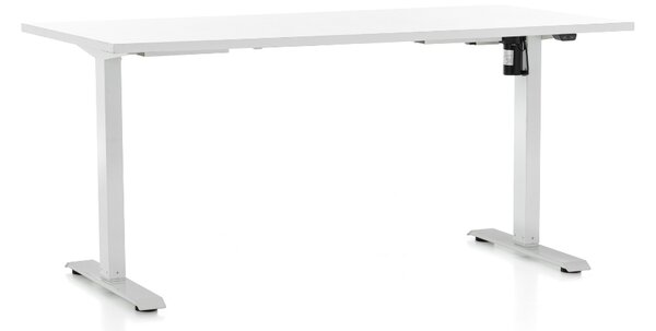 Výškově nastavitelný stůl OfficeTech A, 160 x 80 cm, bílá podnož, bílá