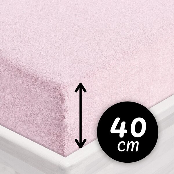 Froté napínací prostěradlo na extra vysokou matraci FR-032 Pudrově růžová 80 x 200 - výška 40 cm