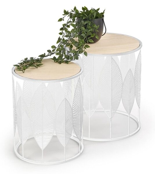 Konferenční stolek Folla, přírodní dřevo / bílá
