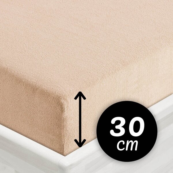 Froté napínací prostěradlo na vysokou matraci FR-033 Béžové 80 x 200 - výška 30 cm