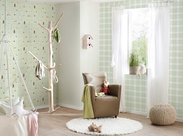 A.S. Création | Vliesová tapeta na zeď Little Love 38119-2 | 0,53 x 10,05 m | zelená, bílá, hnědá