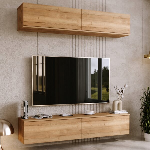 TV stolek Nicole závěsný/stojící bezúchytková komoda 160 cm dub craft