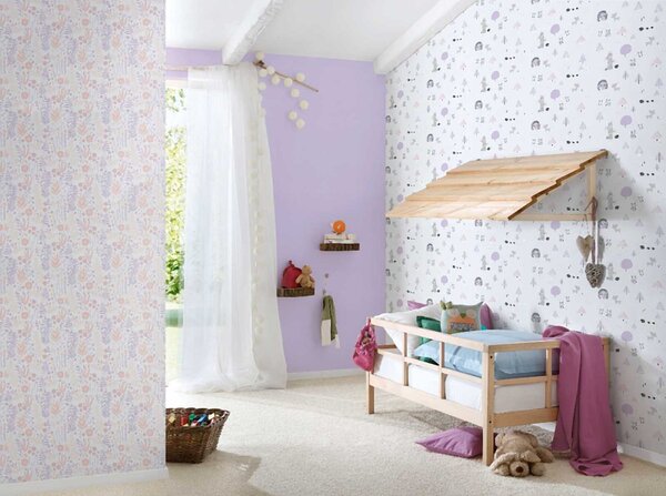 A.S. Création | Vliesová tapeta na zeď Little Love 38118-1 | 0,53 x 10,05 m | bílá, fialová, růžová