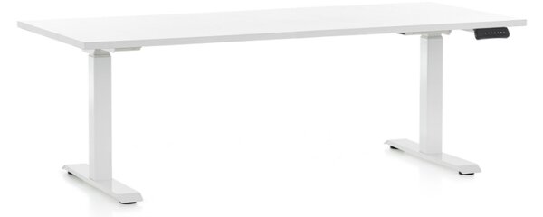 Výškově nastavitelný stůl OfficeTech D, 180 x 80 cm, bílá podnož, bílá