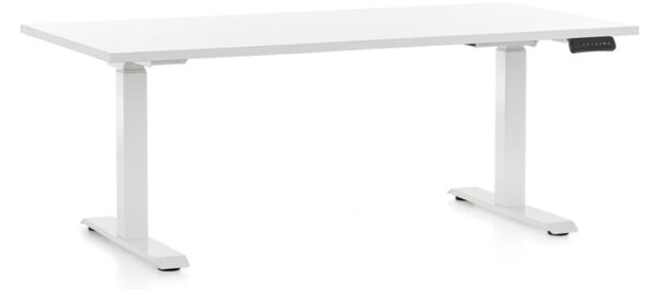 Výškově nastavitelný stůl OfficeTech D, 160 x 80 cm, bílá podnož, bílá