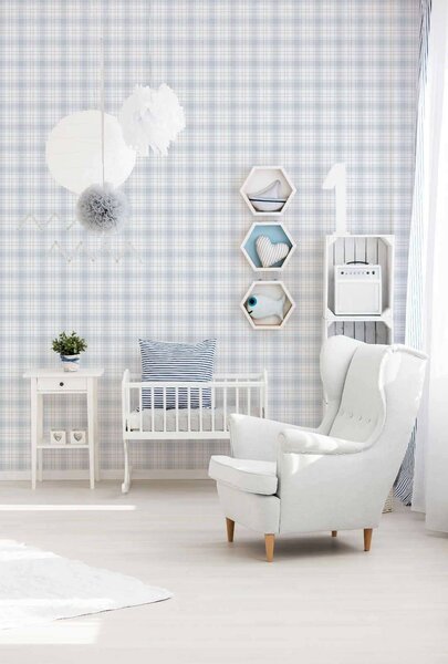 A.S. Création | Vliesová tapeta na zeď Little Love 38122-3 | 0,53 x 10,05 m | modrá, bílá, šedá