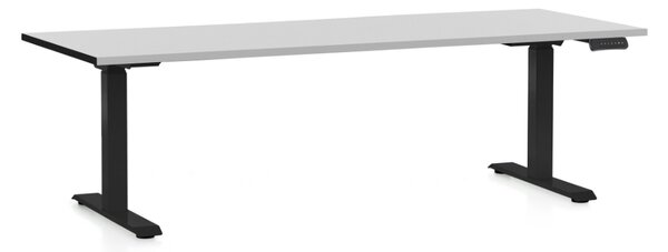 Výškově nastavitelný stůl OfficeTech D, 200 x 80 cm, černá podnož, světle šedá