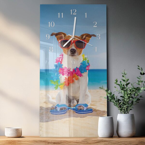 Skleněné hodiny vertikální Pes zsppb-30x60-00082172