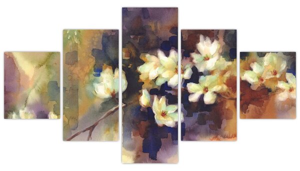 Obraz - Bílé magnólie, malba (125x70 cm)