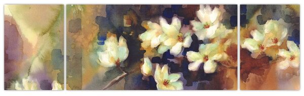 Obraz - Bílé magnólie, malba (170x50 cm)