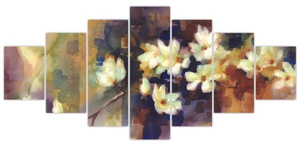 Obraz - Bílé magnólie, malba (210x100 cm)