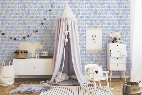 A.S. Création | Vliesová tapeta na zeď Little Love 38129-1 | 0,53 x 10,05 m | modrá, bílá, béžová