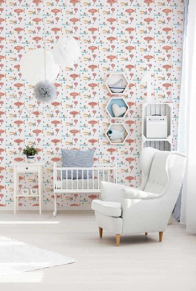 A.S. Création | Vliesová tapeta na zeď Little Love 38126-1 | 0,53 x 10,05 m | modrá, červená, bílá