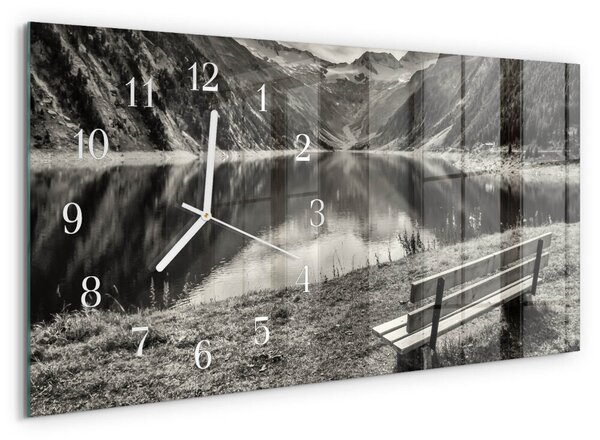 Skleněné hodiny horizontální Pokojné hory zsppb-60x30-00295268