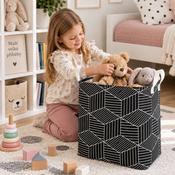 Úložný box 35 l skládací SPRINGOS HA0105 černo-krémový