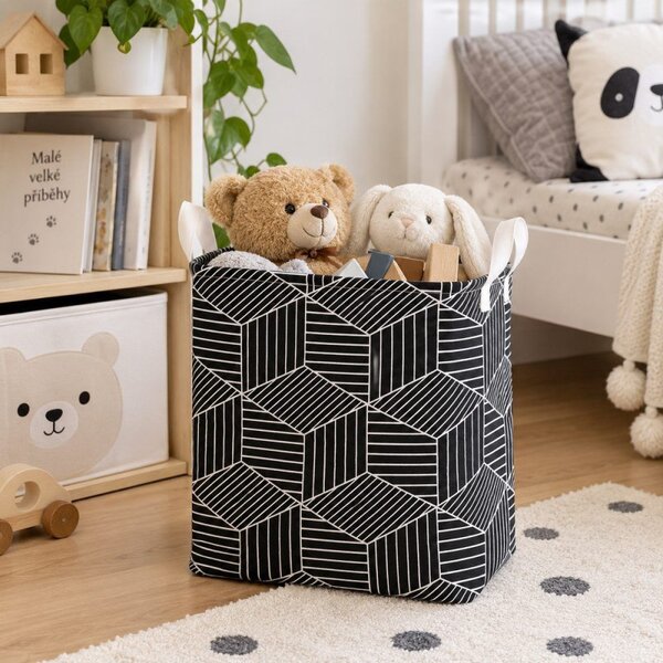 Úložný box 35 l skládací SPRINGOS HA0105 černo-krémový