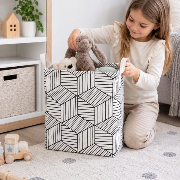 Úložný box 35 l skládací SPRINGOS HA0106 černo-bílý