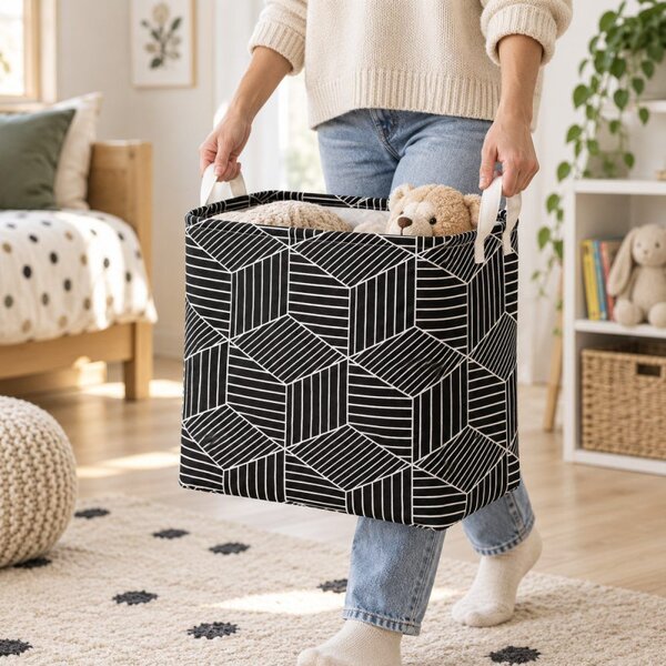 Úložný box 35 l skládací SPRINGOS HA0105 černo-krémový
