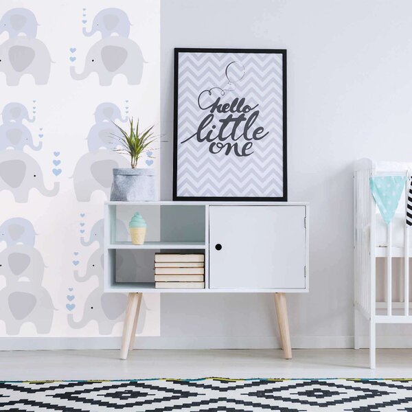 A.S. Création | Vliesová tapeta na zeď Little Love 38135-1 | 0,53 x 10,05 m | modrá, bílá, šedá