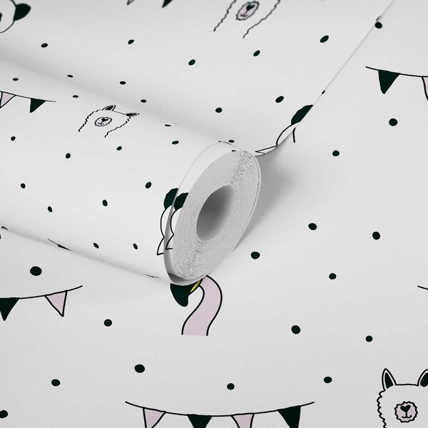 A.S. Création | Vliesová tapeta na zeď Little Love 38138-1 | 0,53 x 10,05 m | bílá, černá, růžová