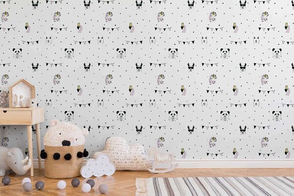 A.S. Création | Vliesová tapeta na zeď Little Love 38138-1 | 0,53 x 10,05 m | bílá, černá, růžová