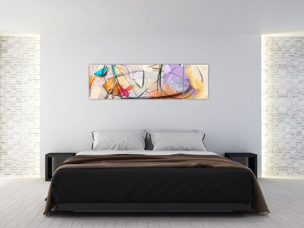 Obraz - Abstrakce, ptáček (170x50 cm)