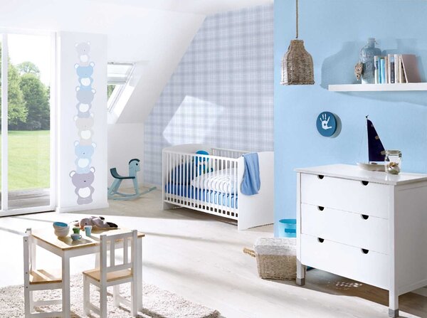 A.S. Création | Vliesová tapeta na zeď Little Love 38136-1 | 0,53 x 10,05 m | modrá, bílá, béžová, šedá