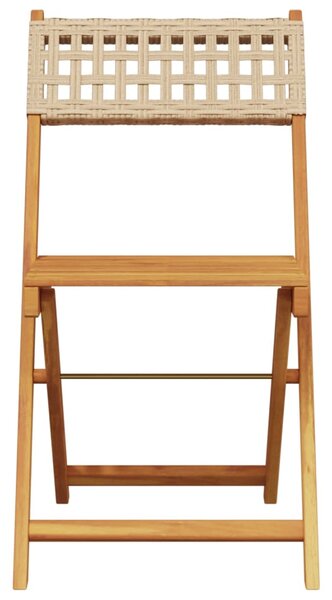 3dílný bistro set béžový polyratan a masivní dřevo