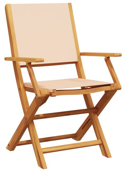 3dílný bistro set béžový textil a masivní dřevo