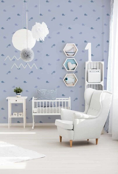 A.S. Création | Vliesová tapeta na zeď Little Love 38144-1 | 0,53 x 10,05 m | modrá, šedá