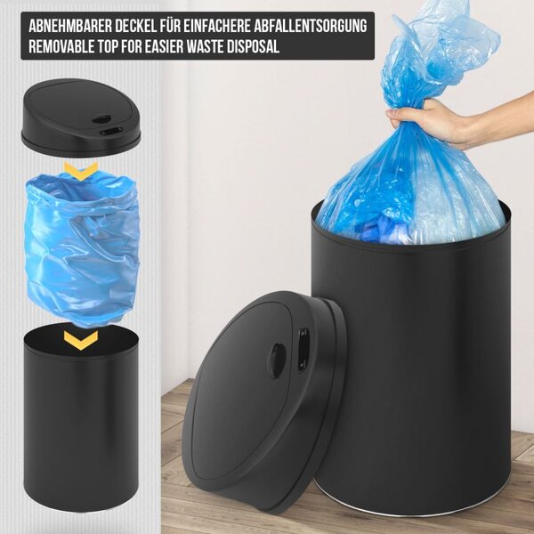 Jago automatický odpadkový koš, 50 L, černý