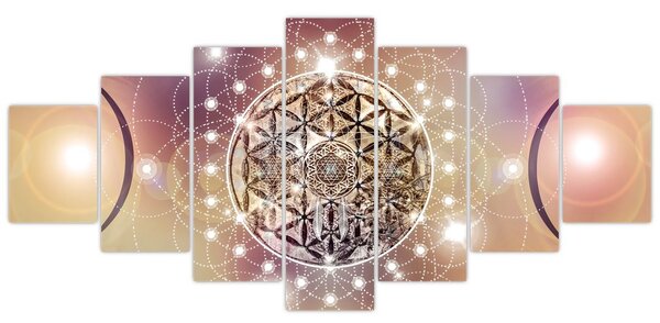Obraz - Mandala s elementy (210x100 cm)