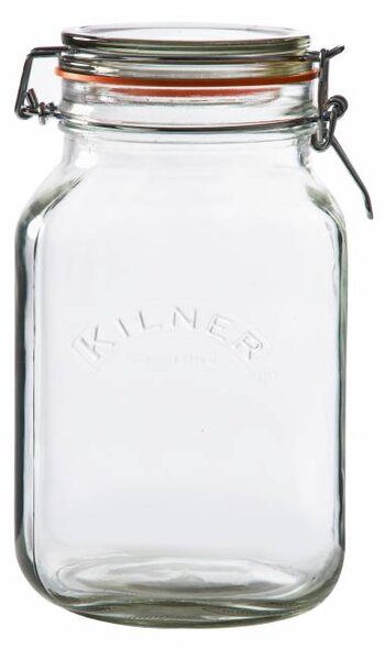 Hranatá zavařovací sklenice s klipem 2,0 l Kilner * (Barva čiré sklo)
