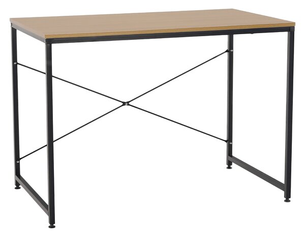 Psací stůl MELLORA 100x60 cm, lamino barva dub, kov černý lak