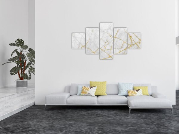 Obraz - Bílo-zlatý mramor (125x70 cm)