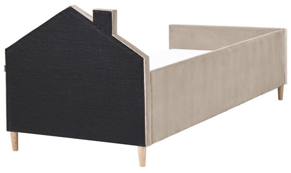 Dětská postel Domek Umělý samet KERVAN 90 x 200 cm Taupe