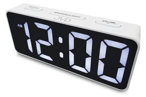 JVD Digitální černý moderní budík do el. sítě JVD SB524.3 s bílými LED číslicemi