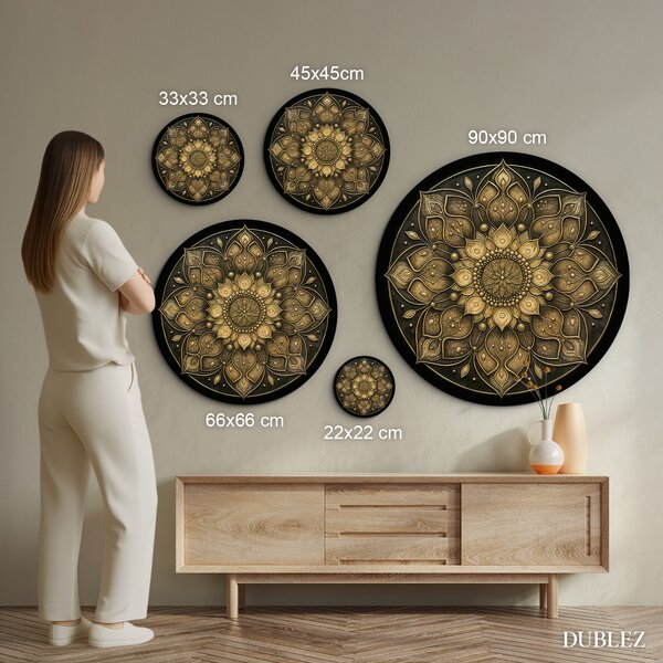 DUBLEZ | Elegantní zlatá mandala na zeď | UV tisk, Premium
