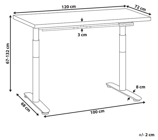 Elektricky výškově nastavitelný pracovní stůl DESTINAS Hnědá/Bílá 120 cm 72 cm