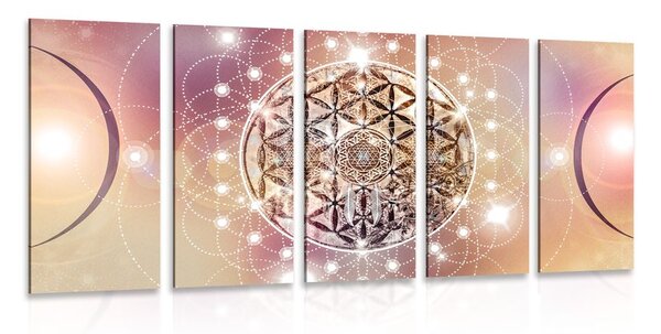 5-dílný obraz okouzlující Mandala