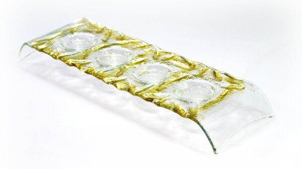 BDK-GLASS Skleněný svícen LED most zlatý na 4 svíčky
