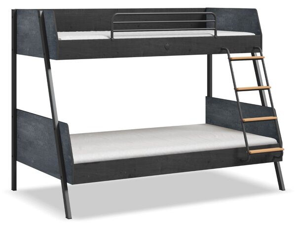 Studentská patrová postel 90x200-120x200 Nebula - černá/šedá