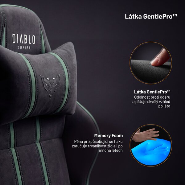 Látková herní židle černo-zelená Diablo X-One 2.0 Forest Green Small