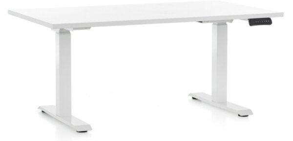 Výškově nastavitelný stůl OfficeTech C, 120 x 80 cm, bílá podnož, bílá