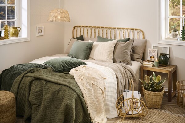 Bavlněný přehoz Cream Waffle Pattern 130 × 160 cm