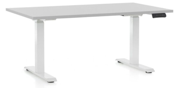 Výškově nastavitelný stůl OfficeTech C, 120 x 80 cm, bílá podnož, světle šedá