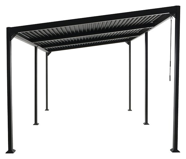 Sunfun Pergola s nastavitelnou střechou Palma XXL, půdorysný rozměr: 6 × 3 m, výška: 2,15–2,55 m, černá, antracit